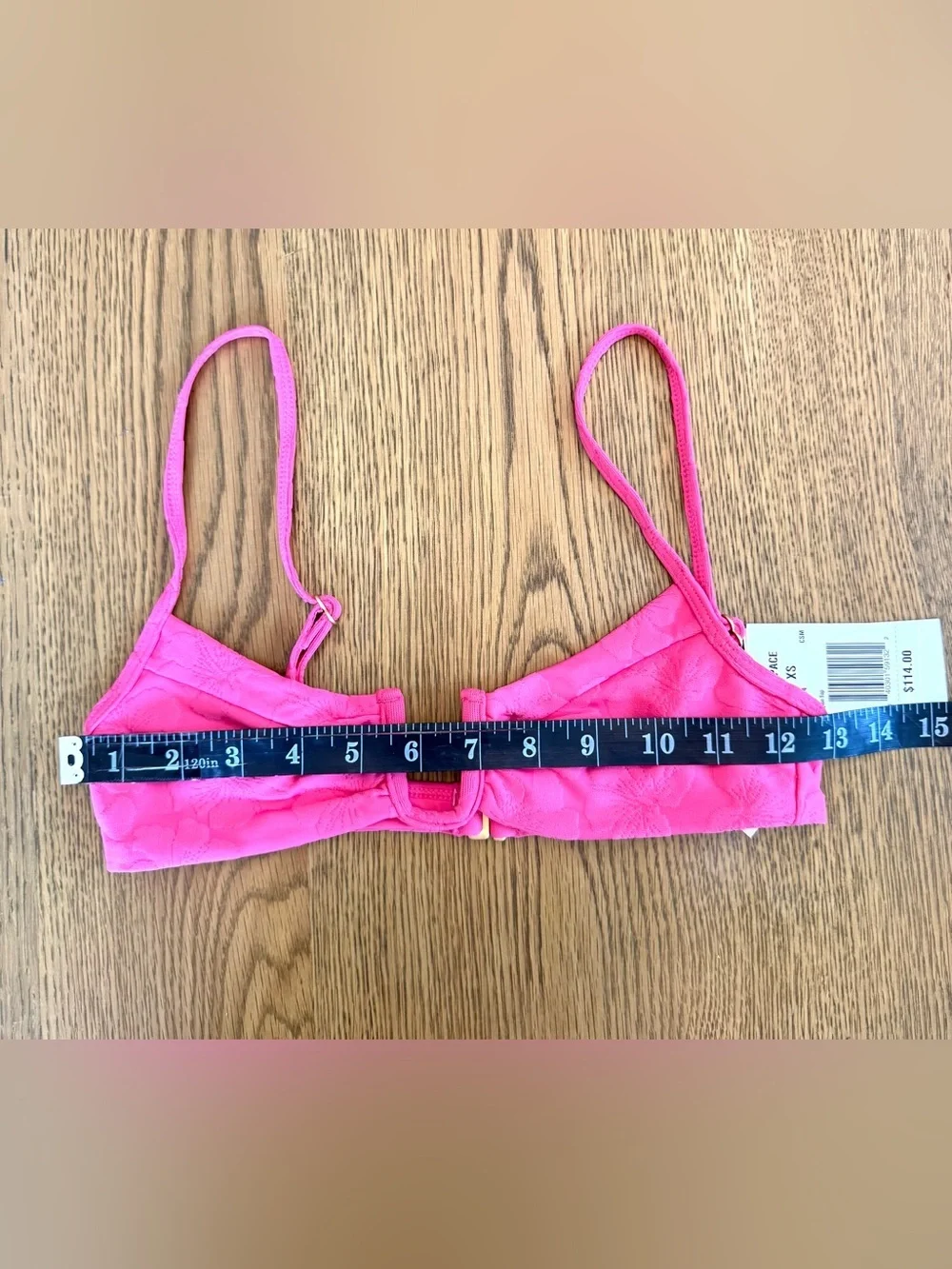 L*Space Peyton Bikini Top Hot Pink Floral Textured Ring Bralette Swim NWT